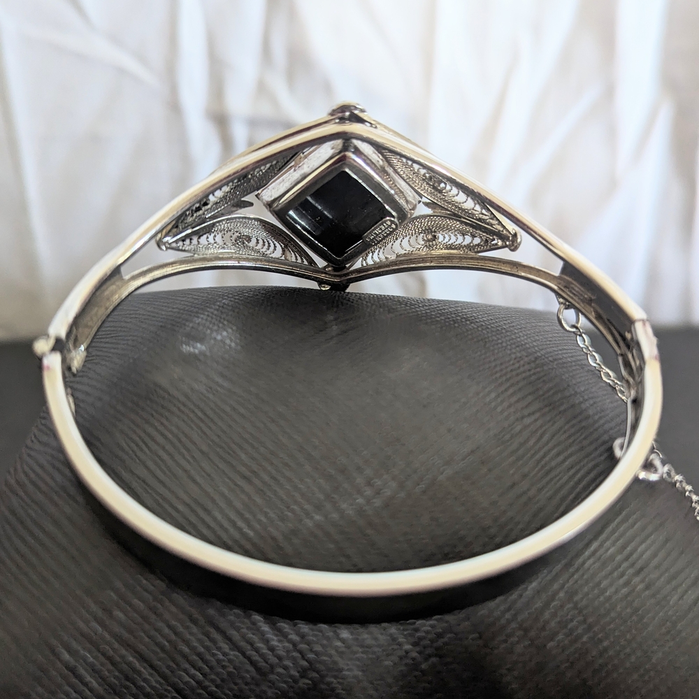 Beautiful Sorrento Sterling Hematite Bracelet Filigree Design - Picture 4 of 8
